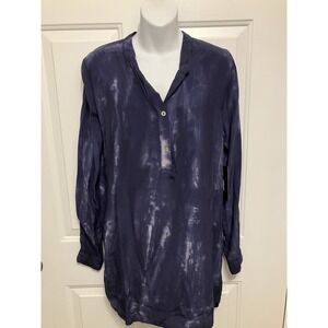 NWT Lulus Shirt Dress Sz XS Tie Dye Long Sleeves Blue‎ Boho Pockets Women's